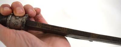 Lot 60 - Borneo Dayak Mandau sword with bone carved...