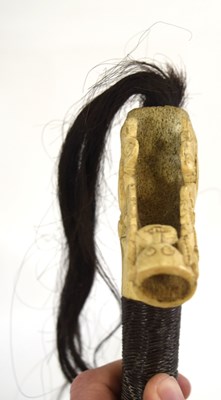 Lot 60 - Borneo Dayak Mandau sword with bone carved...