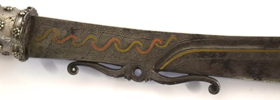 Lot 60 - Borneo Dayak Mandau sword with bone carved...