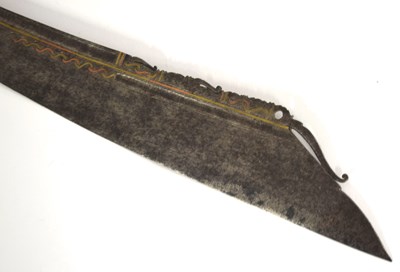 Lot 60 - Borneo Dayak Mandau sword with bone carved...