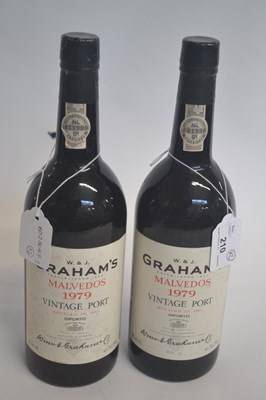 Lot 210 - Two bottles of Graham's Malvedos 1979 Vintage...