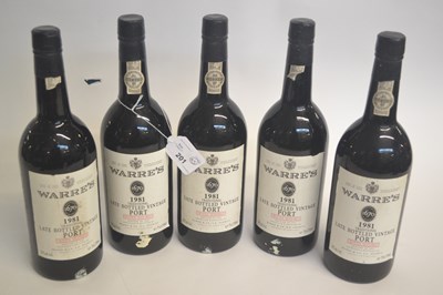 Lot 201 - Five bottles of Warre's 1981 Late Bottled...