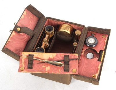 Lot 216 - A ladies vintage leather travelling vanity...
