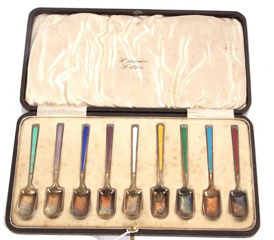 Lot 226 - A cased set of nine George V decorative silver...
