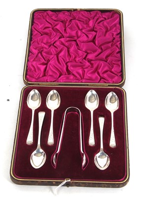 Lot 228 - A cased set of six Edwardian silver teaspoons...