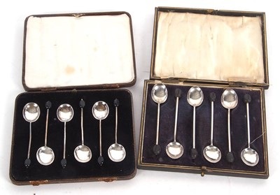 Lot 239 - Mixed Lot:  Two cased sets of silver bean end...