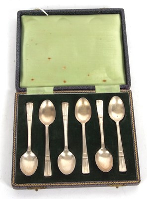 Lot 240 - A cased set of six George VI silver teaspoons...