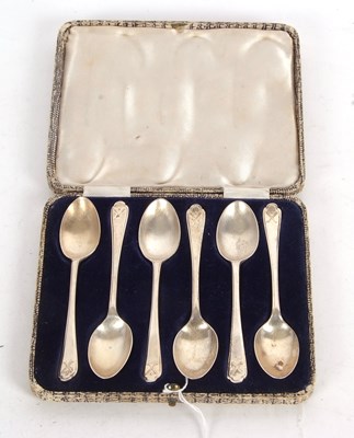 Lot 241 - A cased set of six silver teaspoons with...