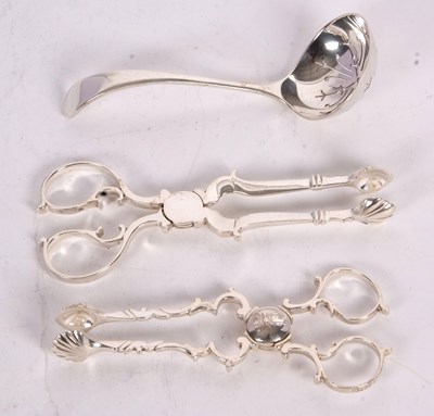 Lot 253 - Mixed Lot: Two pairs of silver sugar nips, one...
