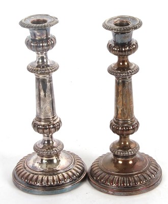 Lot 286 - A pair of old Sheffield plated candlesticks...