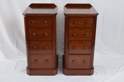 Lot 179 - Pair of Victorian mahogany four drawer bedside...