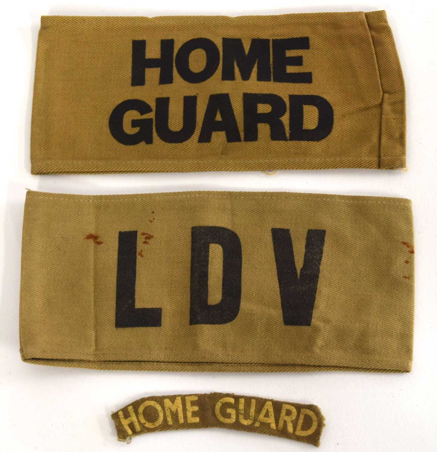 Lot 52 - Second World War LDV and Home Guard armbands...