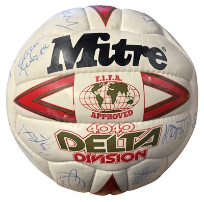 Lot 157 - A Mitre football, bearing the signatures of...
