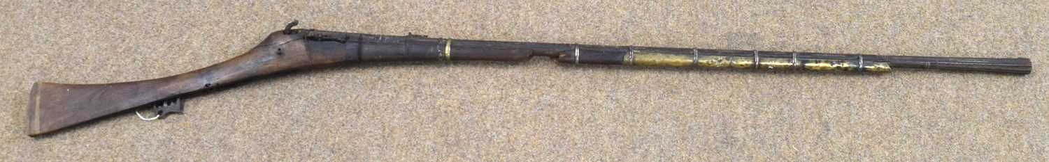 Lot 92 - North African matchlock Jezail Camel gun with...