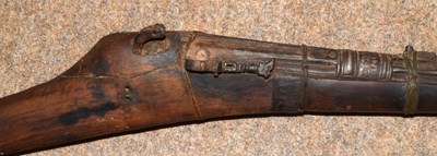 Lot 92 - North African matchlock Jezail Camel gun with...