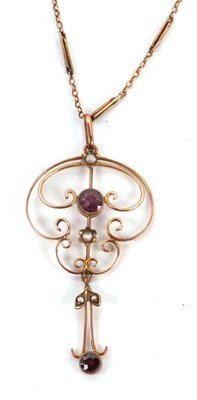 Lot 91 - An Edwardian pendant necklace, the openwork...