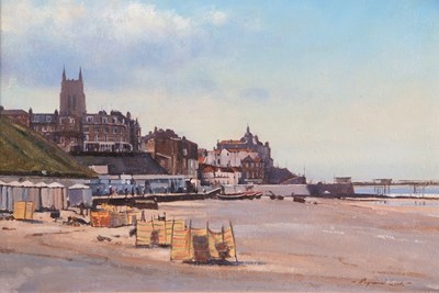 Lot 413 - Raymond Leech RSMA (b.1949), Cromer beach, oil...