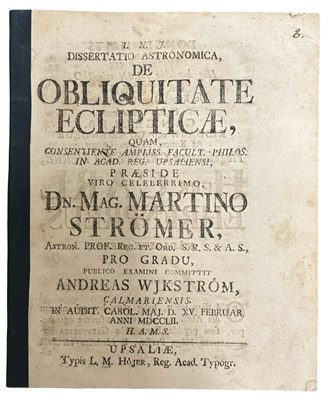 Lot 1347 - ASTRONOMY. Marten Stromer. 1752. Dissertatio...
