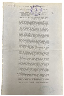Lot 1163 - PROOF COPY. WALTER SCOTT’S LETTERS TO JOANNA...