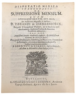 Lot 1474 - Medical. FEMALE HEALTH. 1668. Disputatio...