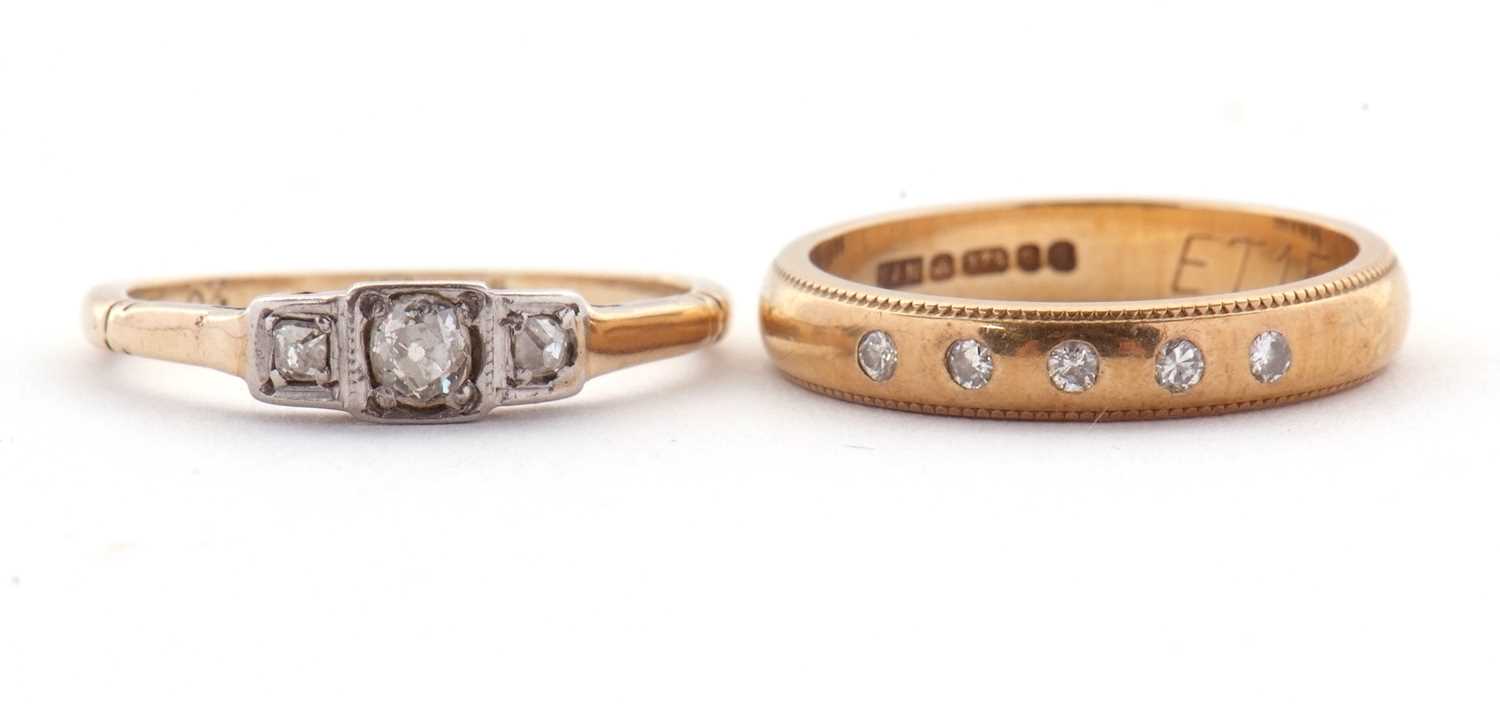 Lot 71 - Two diamond rings: to include a 9ct diamond...