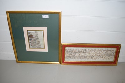 Lot 7 - TWO SMALL FRAMED ILLUMINATED DOCUMENTS