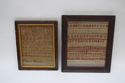Lot 195 - Two 19th century needlework samplers decorated...