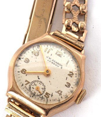 Lot 209 - A lady's JW Benson 9ct cased wristwatch, on...