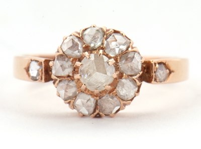 Lot 43 - A diamond cluster ring, set with rose cut...