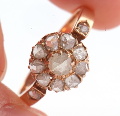 Lot 43 - A diamond cluster ring, set with rose cut...