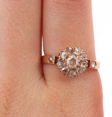 Lot 43 - A diamond cluster ring, set with rose cut...