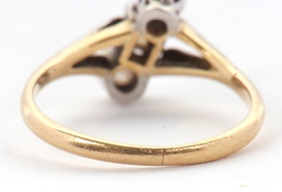 Lot 44 - A three stone diamond ring, the three old mine...