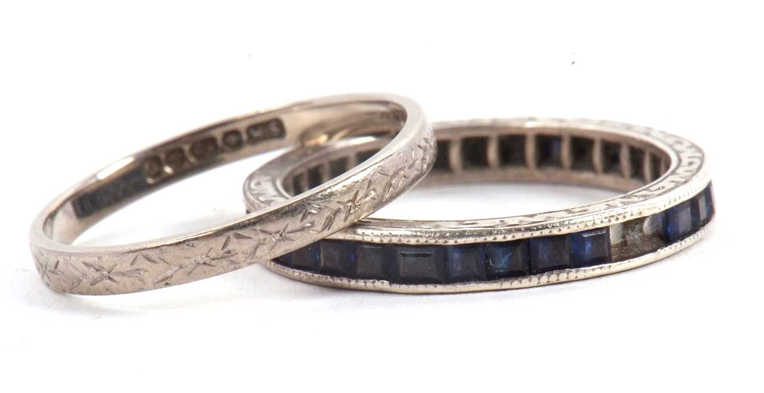 Lot 52 - Two rings: to include a sapphire eternity ring,...
