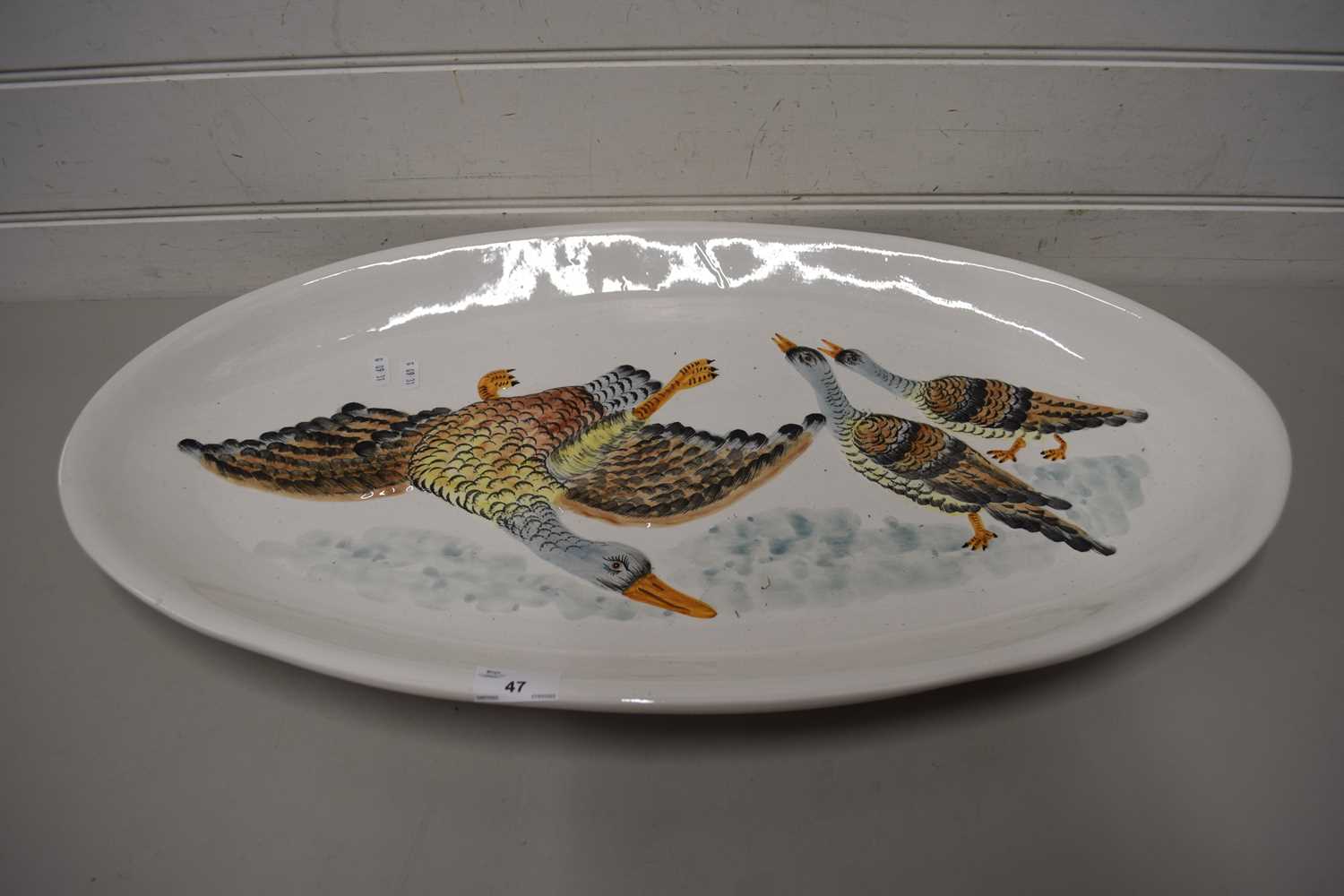 Lot 47 - LARGE ITALIAN OVAL MEAT PLATE DECORATED WITH...