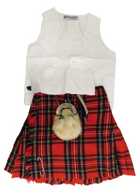 Lot 175 - A childs kilt and sporan, with white waistocat...