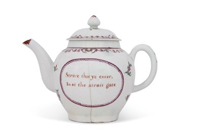 Lot 55 - RARE LOWESTOFT PORCELAIN TEAPOT c.1795 with...