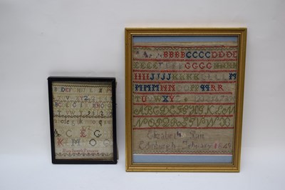 Lot 201 - Two 19th century needlework samplers decorated...