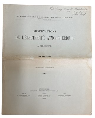 Lot 1357 - PHYSICS. Eva Julia Augusta Ramstedt....