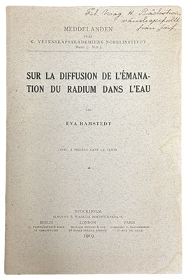 Lot 1365 - Eva Julia Augusta Ramstedt. Sur la diffusion...