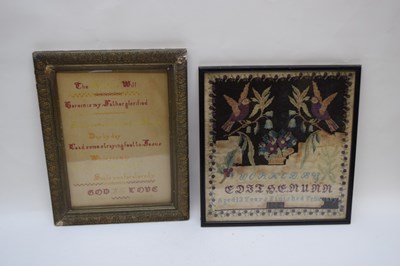 Lot 205 - Two 19th century needlework samplers, the...