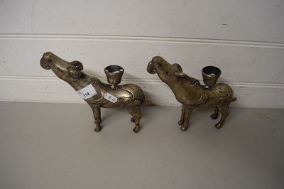 Lot 114 - PAIR OF NOVELTY CANDLESTICKS FORMED AS GOATS
