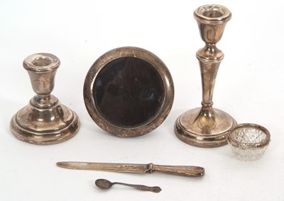 Lot 236 - A hallmarked silver candlestick, marks rubbed...