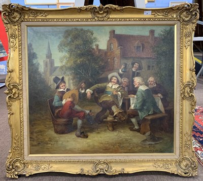 Lot 9 - A. Landwch, Continental revellers making music,...