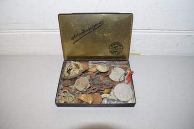 Lot 148 - SMALL TIN CONTAINING MILITARY CAP BADGES AND...