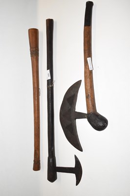 Lot 222 - Two African Axes and Wooden Musical Instrument