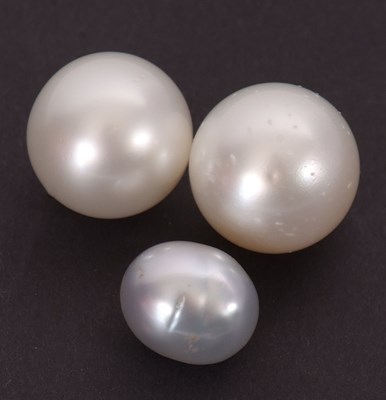 Lot 262 - Three South Sea cultured pearls: one...
