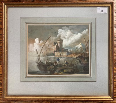 Lot 43 - Contnental School, Mediterrannean scene,...