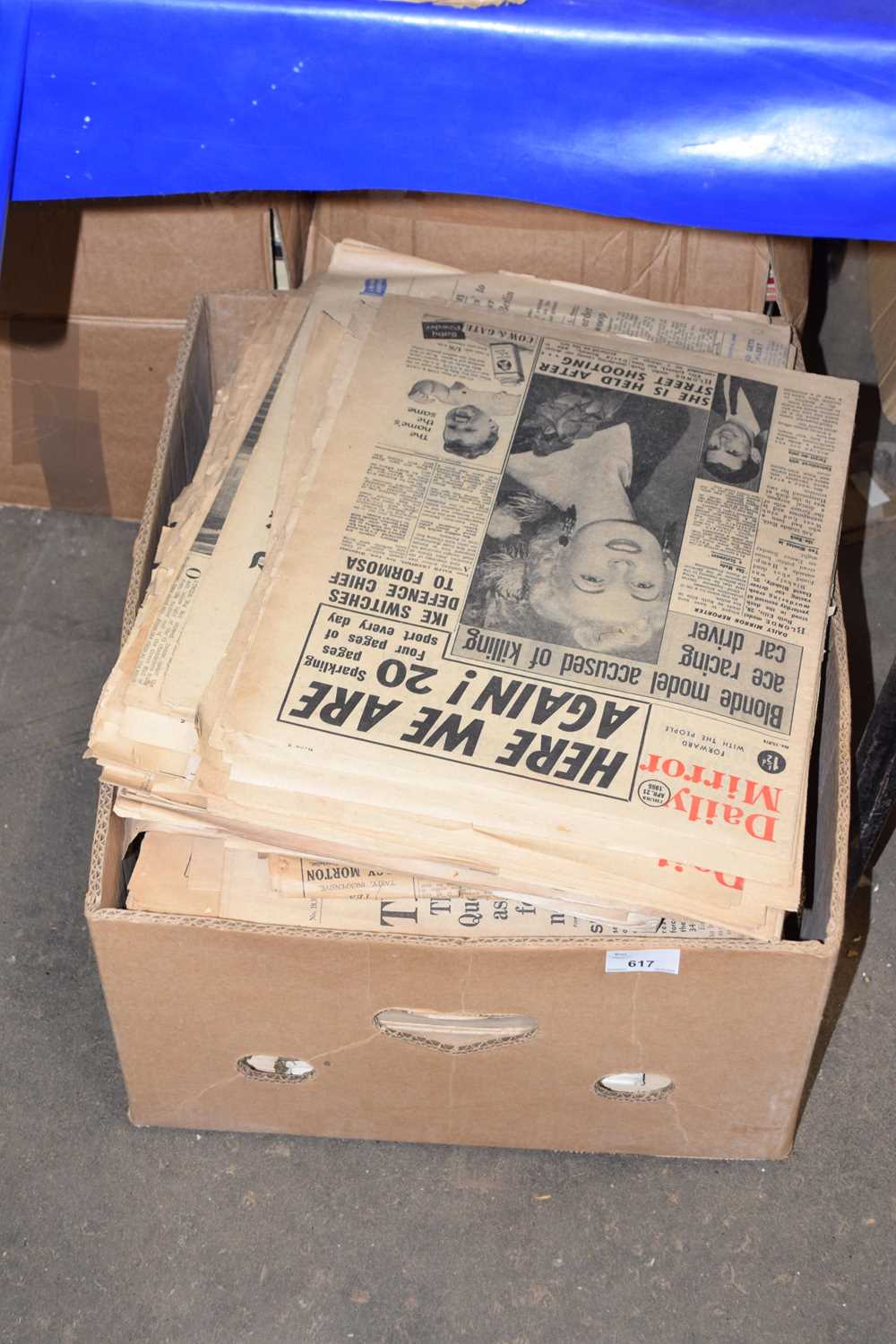 Lot 617 - Box of vintage newspapers