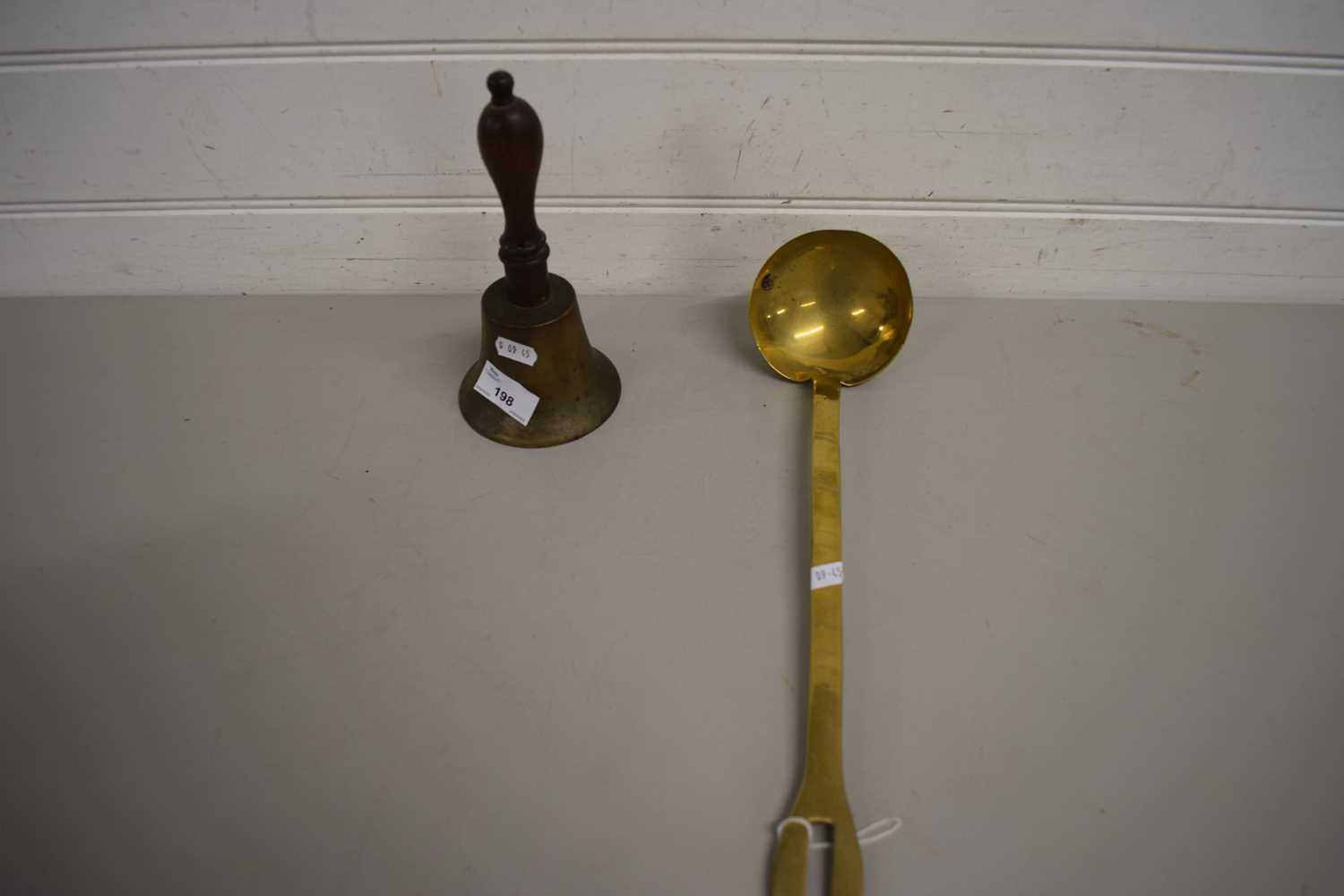 Lot 198 - BRASS LADLE AND A BRASS BELL