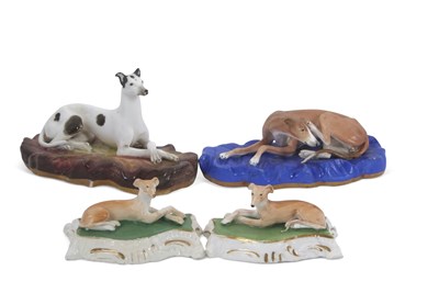 Lot 19 - Pair 19th Century English Porcelain Greyhounds...